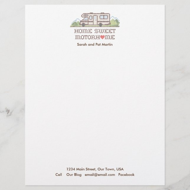 Papel Timbrado Home Sweet Motor Home Letterhead (Frente)