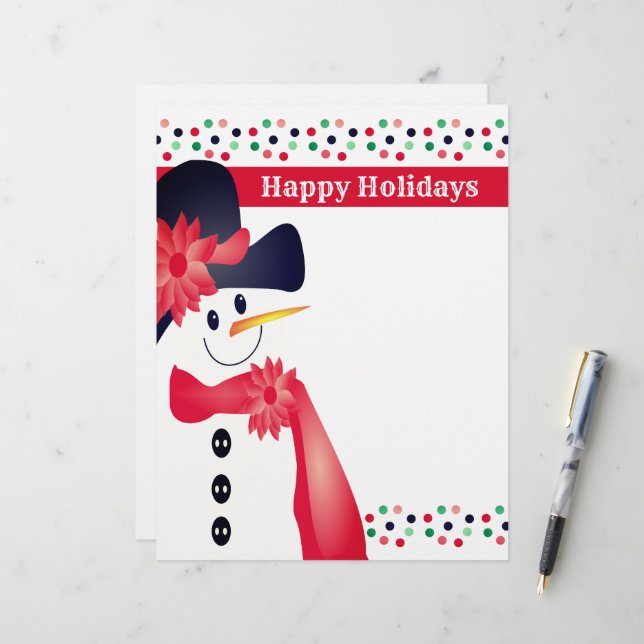 Papel Timbrado Homem De Neve E Designer De Bolinhas (Frente/Verso In Situ)
