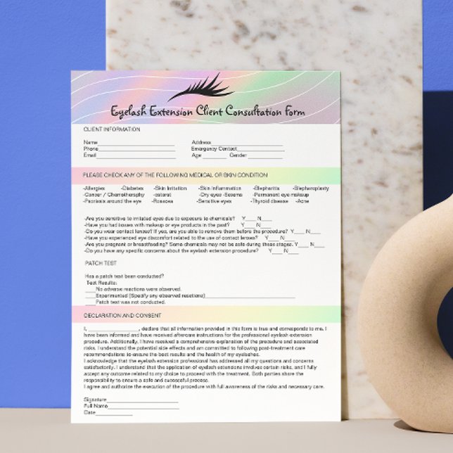 Papel Timbrado Hook Up Formato Alergy Patch Test Lashes Cliente (Allergy Patch Test Trendy Hologram Lashes Client Letterhead)