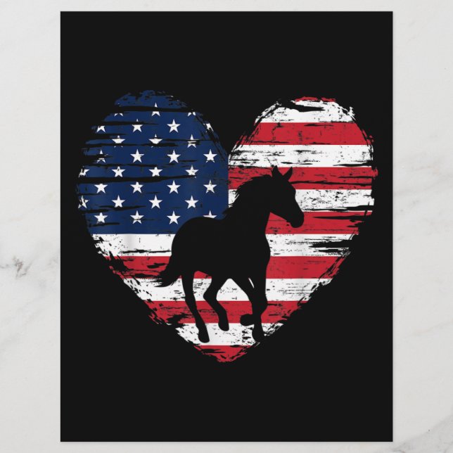 Papel Timbrado Horse American Flag Heart USA Patriotic Pride (Frente)