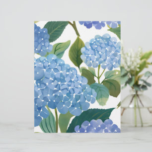 Papel Timbrado Hortênsias Azuis Belo Arbusto Floral