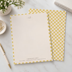 Papel Timbrado Identidade Empresarial com Xadrez Amarelo Logotipo