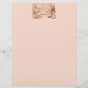 Papel Timbrado Ilustração aconchegante de crianças antigas lendo