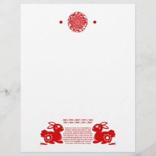 PAPEL TIMBRADO ILUSTRAÇÃO CHINESA DO COELHO PAPERCUT DO ZODÍAC