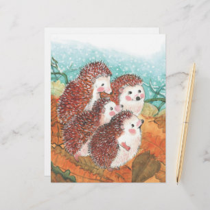 Papel Timbrado Ilustração de Quatro Jovens Hedgehogs