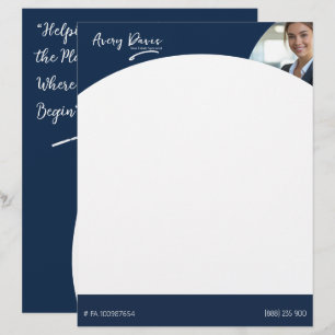 Papel Timbrado Imobiliário Design Minimalista Elegante Marinho Mo