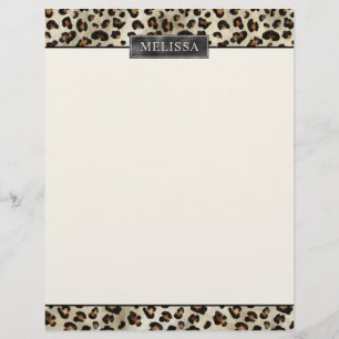 Papel Timbrado Impressão Animal Leopardo Com Folha Falsa Preta E 