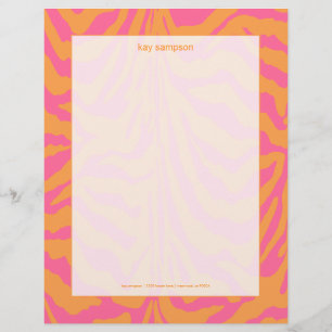Papel Timbrado Impressão de zebra, cores retrô