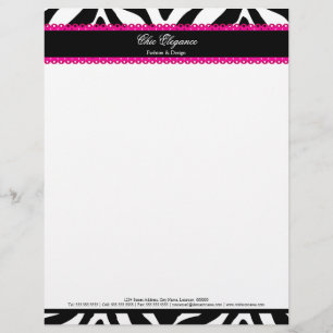 Papel Timbrado Impressão Elegante de Zebra e Lace Rosa