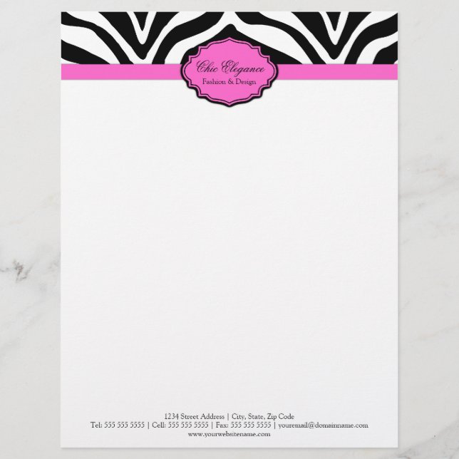 Papel Timbrado Impressão Elegante Zebra (Frente)