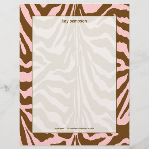 Papel Timbrado Impressão zebra, chocolate + rosa