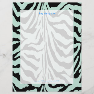 Papel Timbrado Impressão zebra, cores retrógradas azul-bebê +