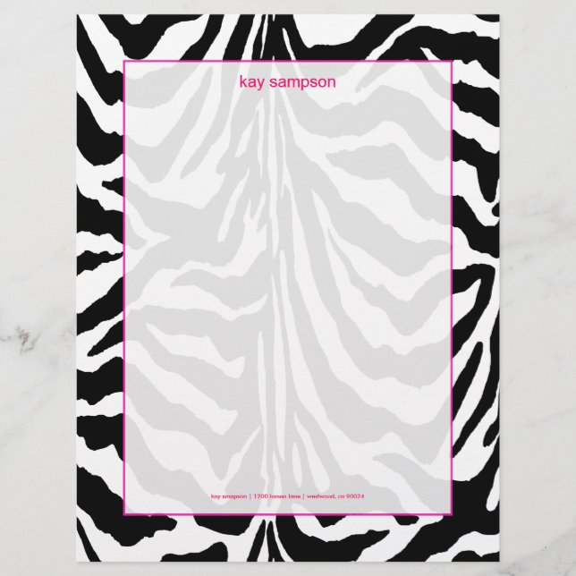 Papel Timbrado Impressão zebra, cores retrógradas, sotaque de fus (Frente)