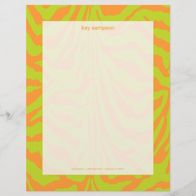 Papel Timbrado Impressão zebra, cores retrógradas verde limão + l (Frente)