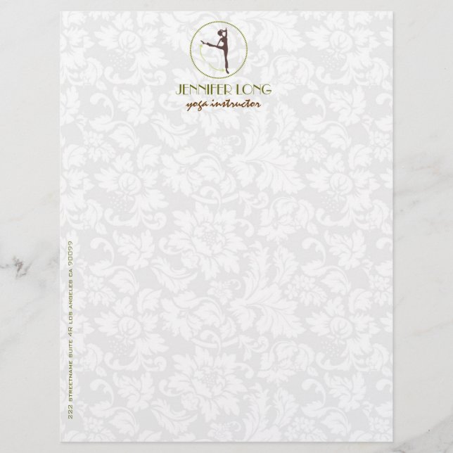 Papel Timbrado Instrutor Brown Green E White Yoga (Frente)