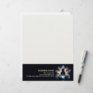 Papel Timbrado Instrutor de Yoga Pose de Meditação Névoa Brilhant