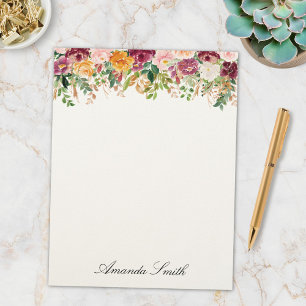 Papel Timbrado Jardim de Rosas em Aquarela com Monograma Elegante