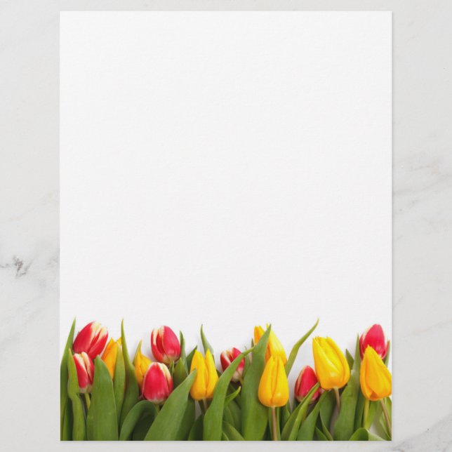 Papel Timbrado Jardim de Tulipas da Primavera (Frente)