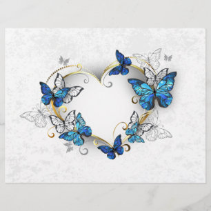 Papel Timbrado Jewelry Heart with Butterflies Morpho