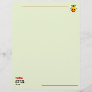 Papel Timbrado Joaninha Amarela Nome e Endereço Personalizados