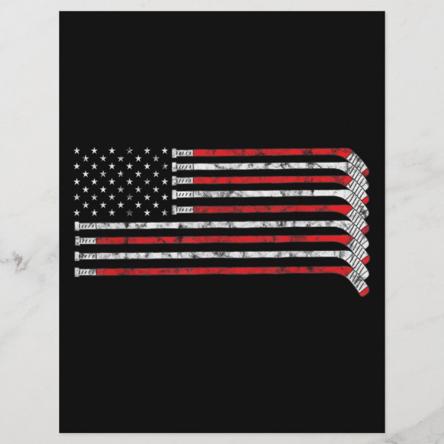 Papel Timbrado Jogador de Hóquei Desvanecido com Bandeira dos EUA (Frente)