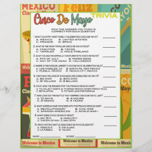 Papel Timbrado Jogo Cinco de Mayo Trivia