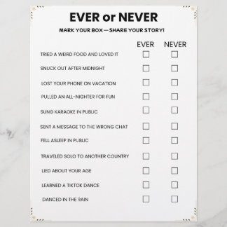 Papel Timbrado Jogo Ever ou Never – Icebreaker Imprimível