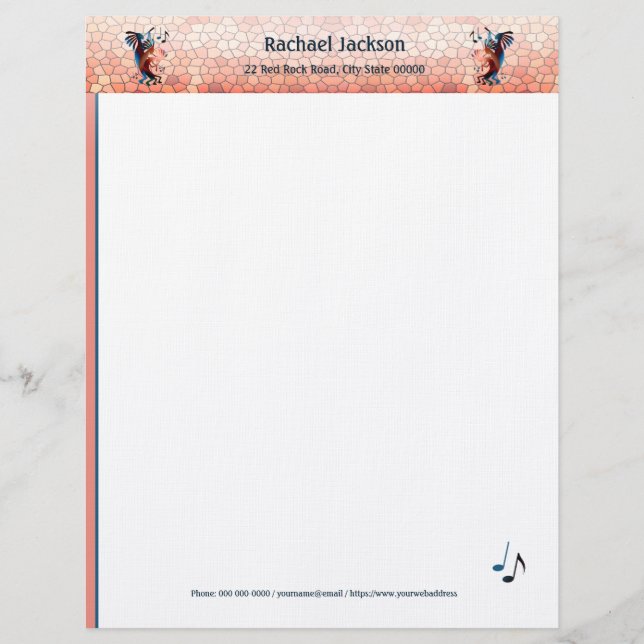 Papel Timbrado Kokopelli Blues Music 2 Desert Sunset (Frente)