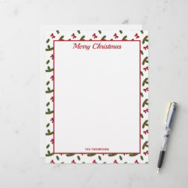 Papel Timbrado Laços Vermelhos E Plantas De Azevinho De Natal Pad