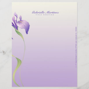 Papel Timbrado Lavanda Pastel Flor Roxo Spa Natural