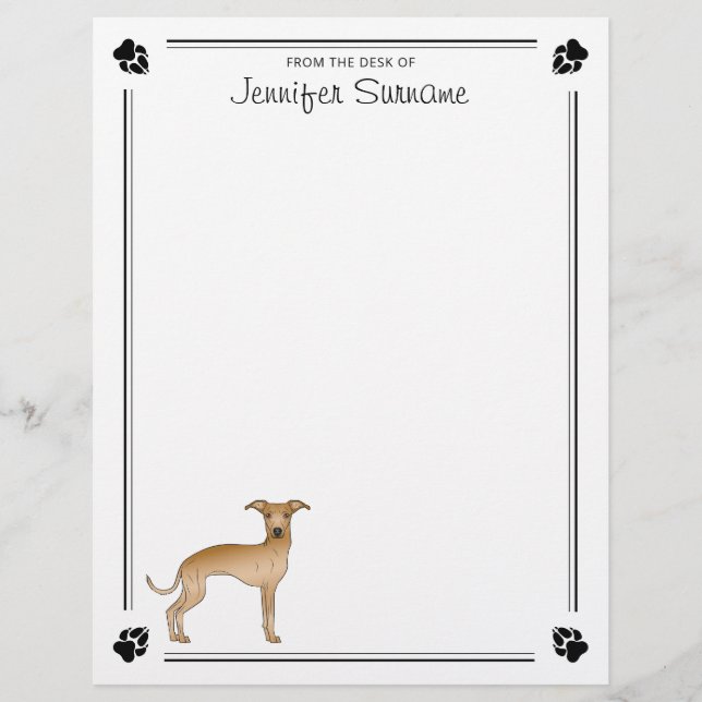 Papel Timbrado Lebre Italiano Fawn Com Patas E Texto Personalizad (Frente)