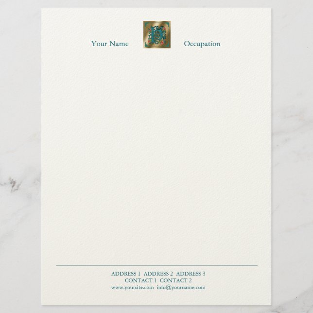 Papel Timbrado Letra Antica H - Margem Letterhead (Frente)