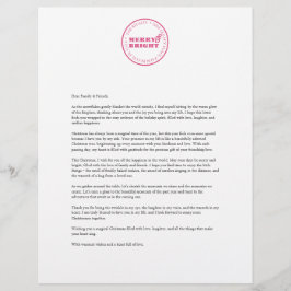 Papel Timbrado Letra de Natal Personalizada Rosa Modelo