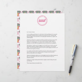 Papel Timbrado Letra de Natal Personalizada Rosa Modelo