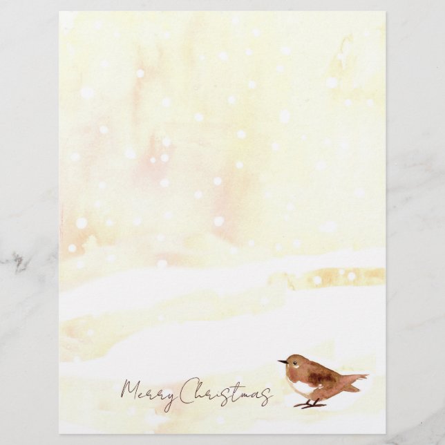 Papel Timbrado Letra Feliz de Natal Sparrow Snow Bird (Frente)