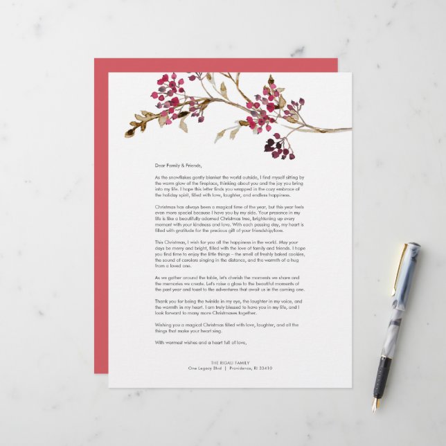 Papel Timbrado Letra Festiva Vermelha de Natal Modelo (Frente/Verso In Situ)