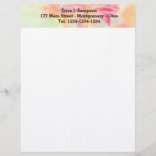 Papel Timbrado Letra Floral bonito Watercolor