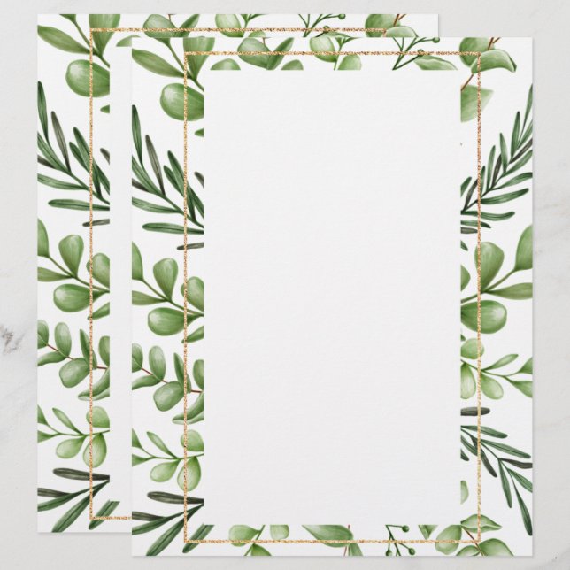 Papel Timbrado Letra Floral Elegante (Frente/Verso)