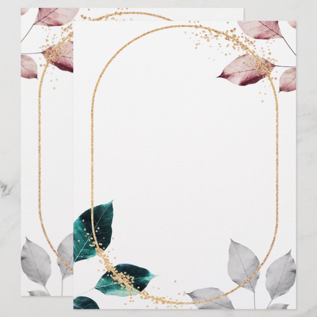 Papel Timbrado Letra Floral Elegante (Frente/Verso)