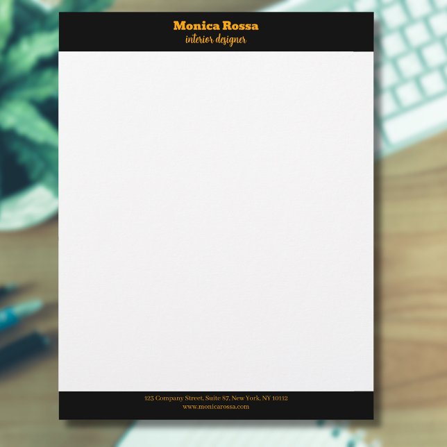 Papel Timbrado Letra Neon Orange Simples Profissional (Criador carregado)