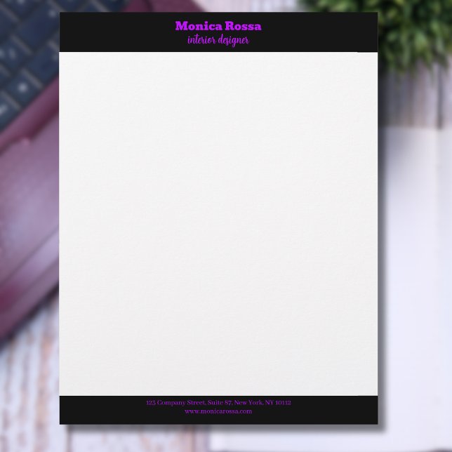 Papel Timbrado Letra Neon Purple, Simples Profissional (Criador carregado)