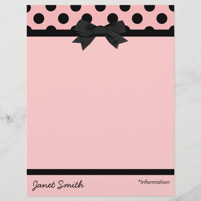 Papel Timbrado Letreiro comercial rosa e preto modesto (Frente)