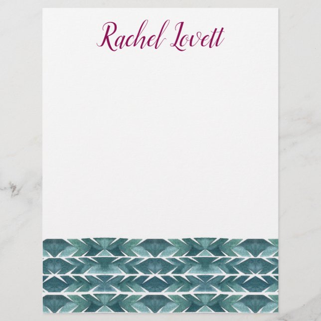 Papel Timbrado Letreiro de Textura de Cactus Verde (Frente)