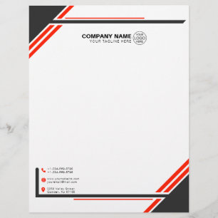 Papel Timbrado Letreiro Geométrico Vermelho e Preto Moderno