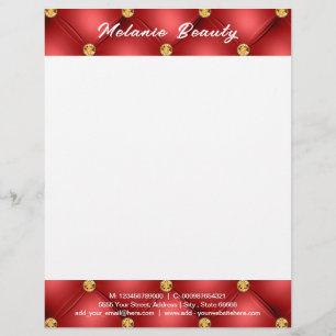 Papel Timbrado Letterhead com formato de Diamante Vermelho Dourad