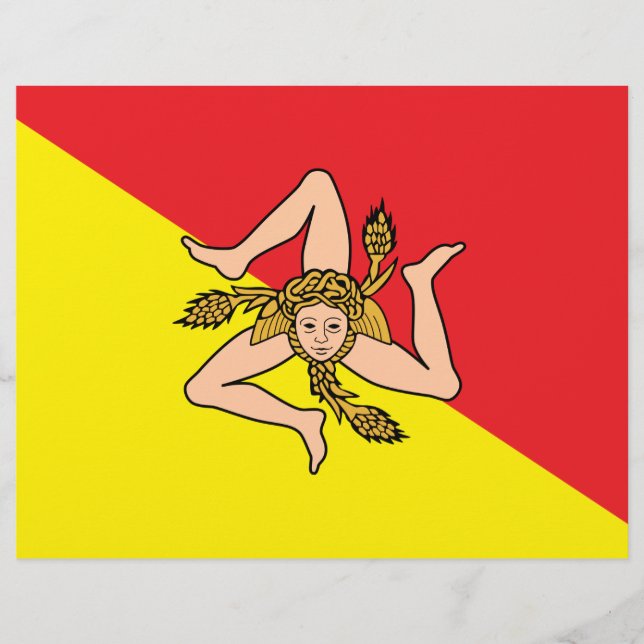 Papel Timbrado Letterhead com pavilhão da Sicília, Itália (Frente)