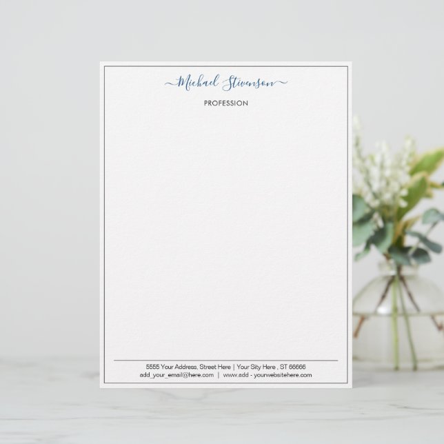 Papel Timbrado Letterhead de Cores de Endereço Personalizadas (Em pé/Frente)
