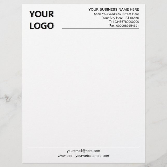 Papel Timbrado Letterhead de escritório personalizado com logotip (Frente)