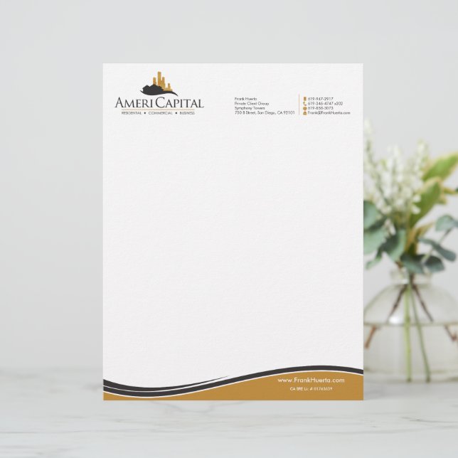 Papel Timbrado Letterhead de Imóveis PERSONALIZADO V4 (Em pé/Frente)