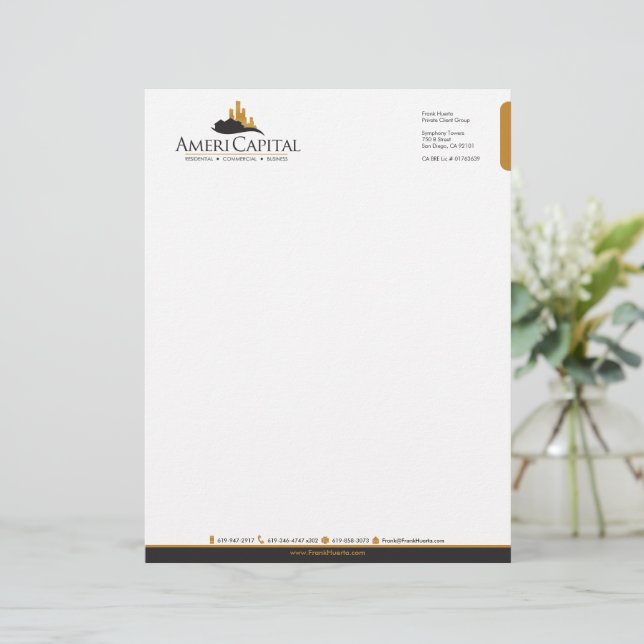 Papel Timbrado Letterhead de Imóveis PERSONALIZADO V5 (Em pé/Frente)
